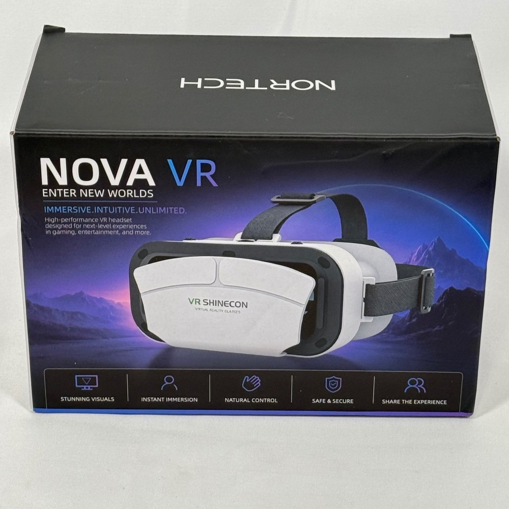 Nortech Nova VR Shinecon Virtual Reality Headset White Black 3D Gaming Glasses